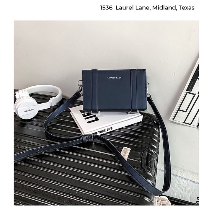 Túi đeo chéo Túi đeo vai da pu unisex thiết kế dạng hộp tinh tế thời trang