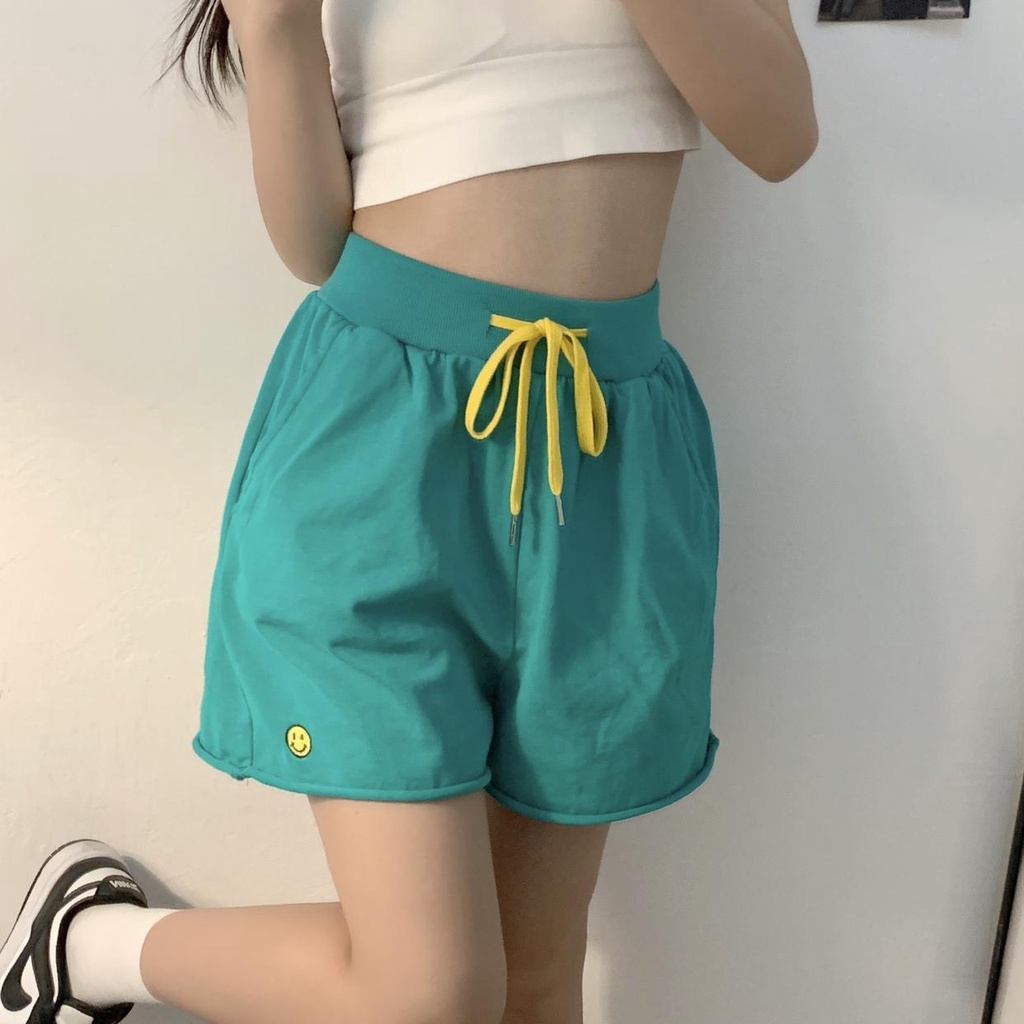 Jiashucheng Klein Quần Short Thể Thao Ống Rộng Lưng Cao Màu Xanh Dương Phong Cách Hàn Quốc Thời Trang Mùa Hè Hàng Mới Dành Cho Bạn Nữ Mặc Ngoài
