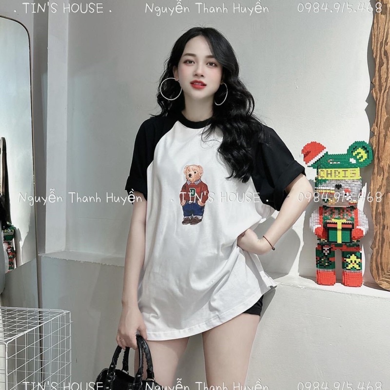 Set 2 áo gấu W.H.O.A.U chất liệu vải cottong cho mùa hè thoáng mát xinh xắn dành cho nữ