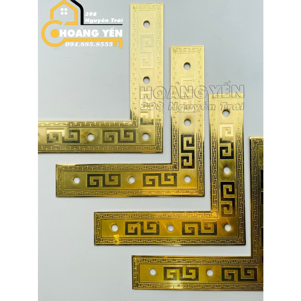 Ke đồng cửa cổng gỗ, Nẹp góc bằng đồng, Ke bịt góc vuông trang trí cửa 4x20x20/ 5x25x25cm