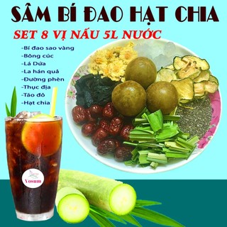 🌱 Combo 2 set nguyên liệu nấu Trà sâm bí đao hạt chia nấu 5l nước,1 set gồm 8 nguyên liệu