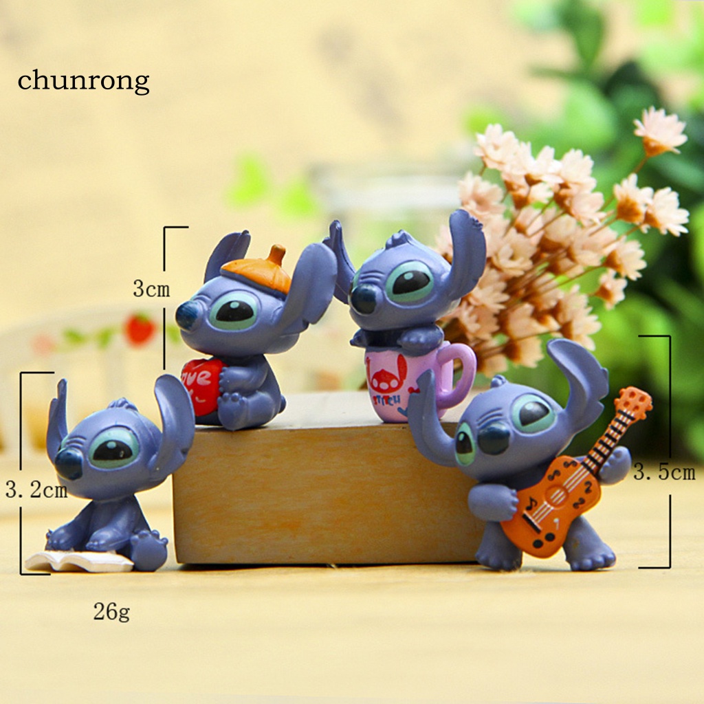 Set 4 Mô Hình Nhân Vật Stitch Chống Trầy Trang Trí Xe Hơi