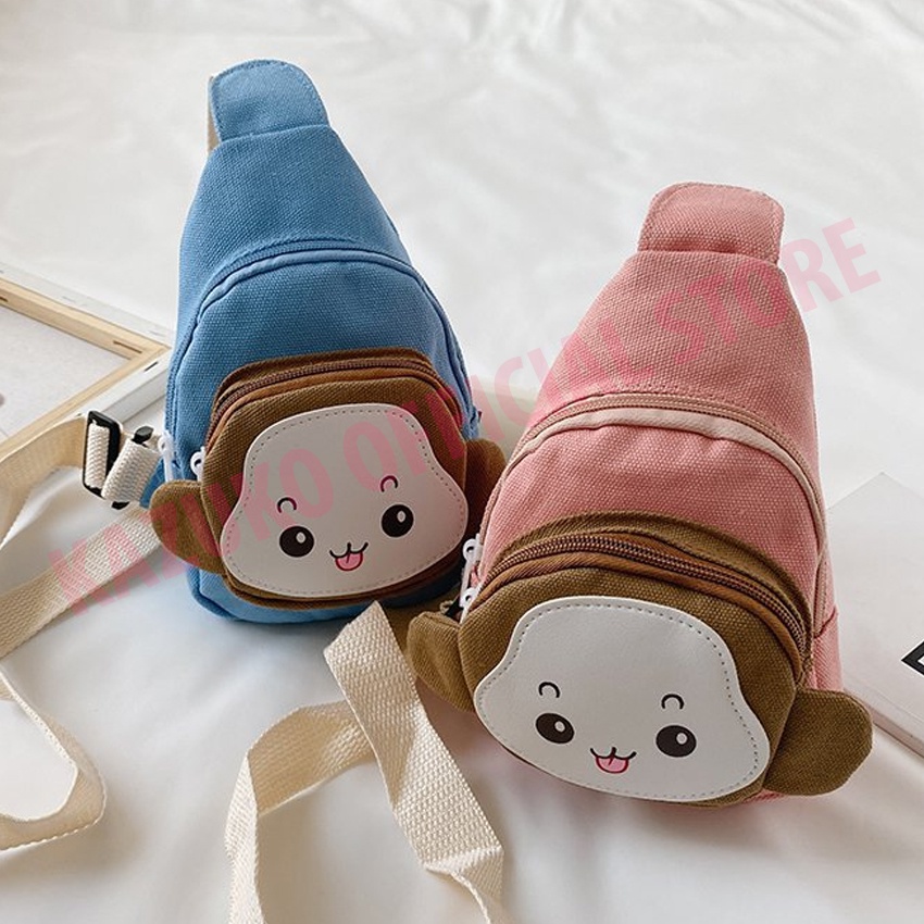 Túi đeo chéo cho bé gái, túi đeo chéo cho bé trai, túi đeo chéo trẻ em hình khỉ con dễ thương - BA06