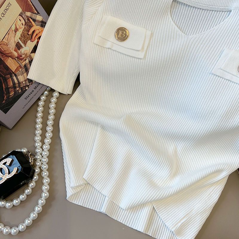 Áo Thun Tay Ngắn Dáng Ôm Bằng Lụa Lạnh Thời Trang Mùa Hè Hàng Mới Dành Cho Bạn Nữ