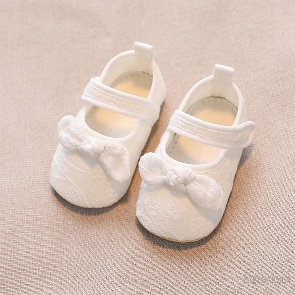 Giày Công Chúa Đế Mềm Chống Trượt Đính Nơ Ren Dễ Thương Cho Bé Gái