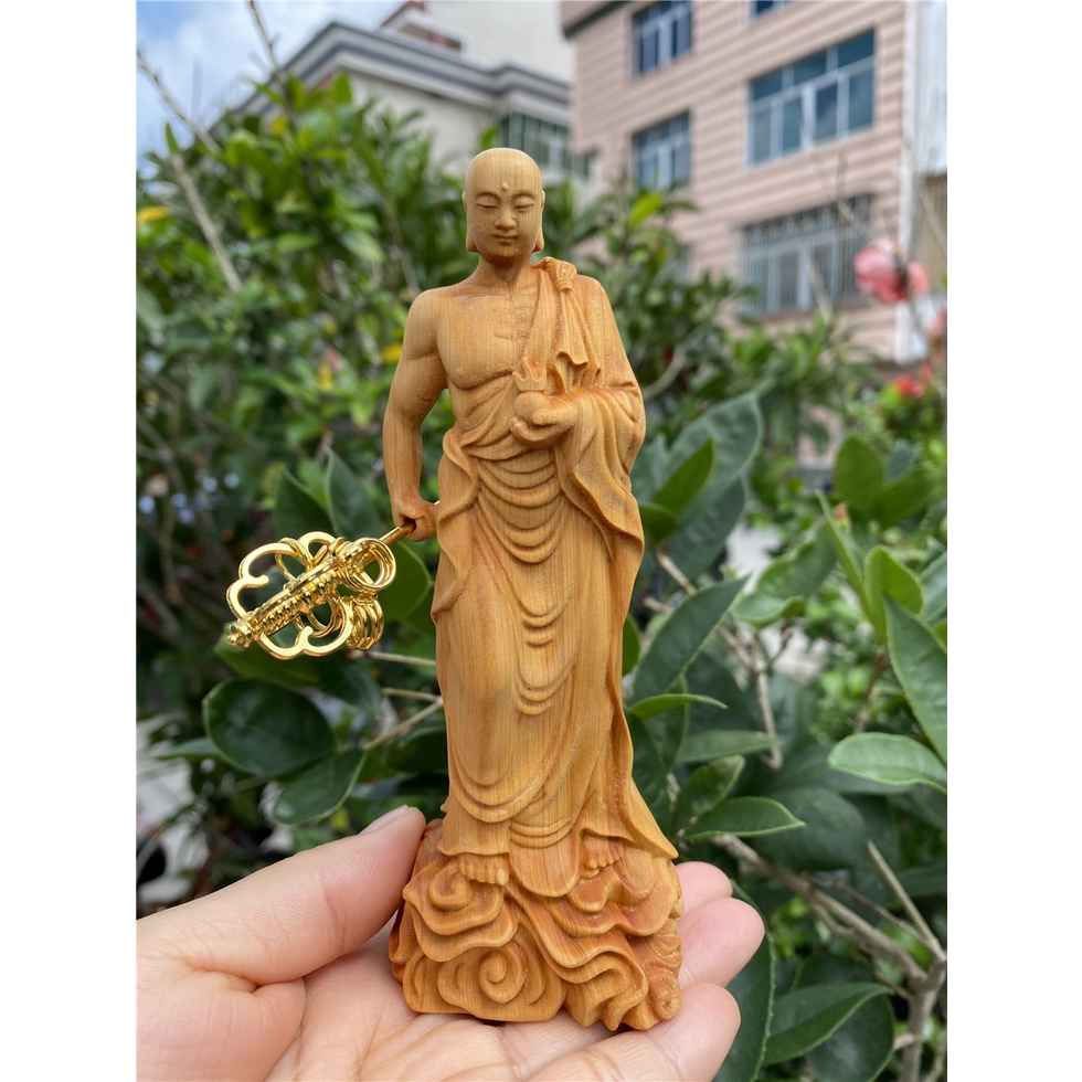 Tượng Phật Bằng Gỗ Chạm Khắc Tinh Xảo Ksitigarbha Bodhisattva 14cm