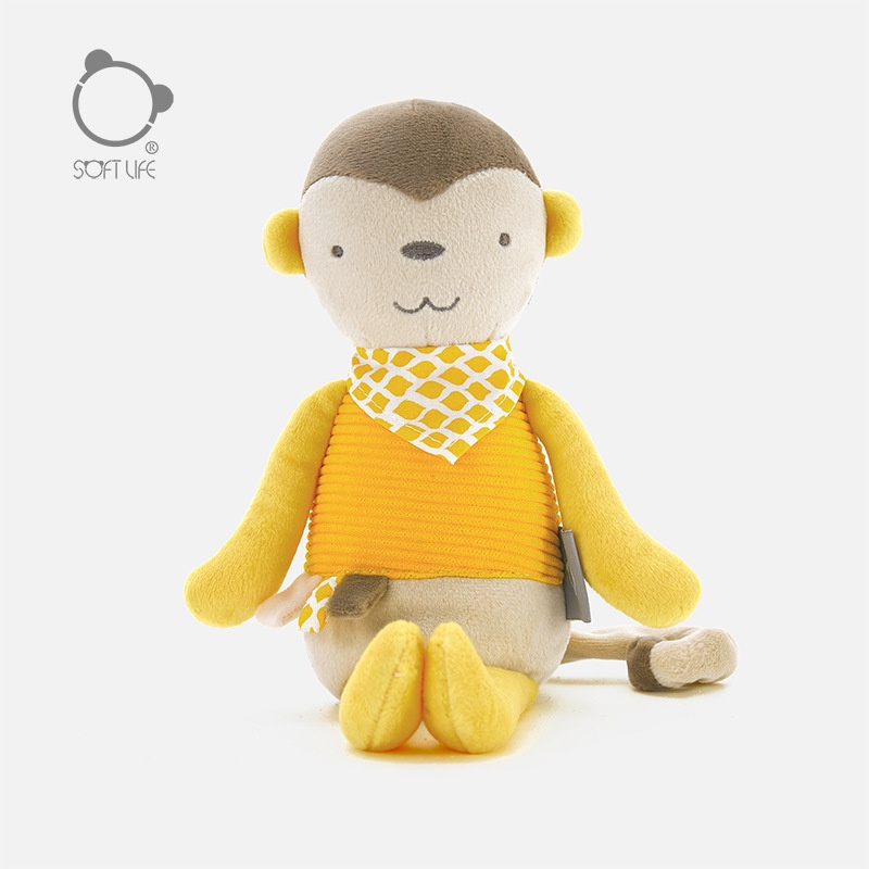 🌟Khỉ vàng đeo khăn chính hãng ôm ngủ Softlife cho bé