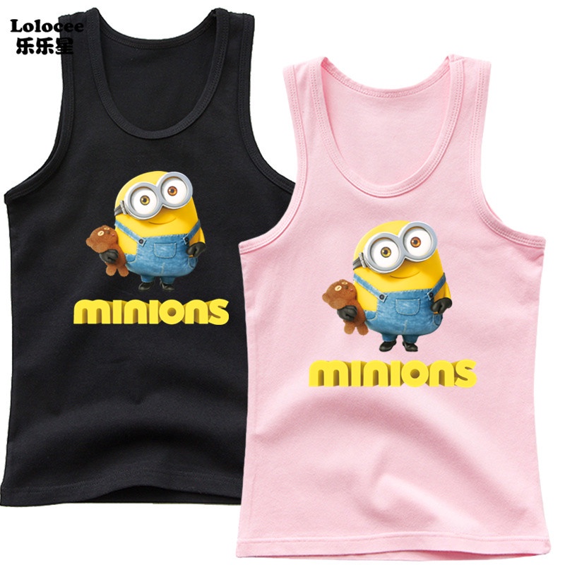 Áo Thun Cotton Không Tay In Hoạt Hình Minion Thời Trang Hè Đáng Yêu Dành Cho Trẻ