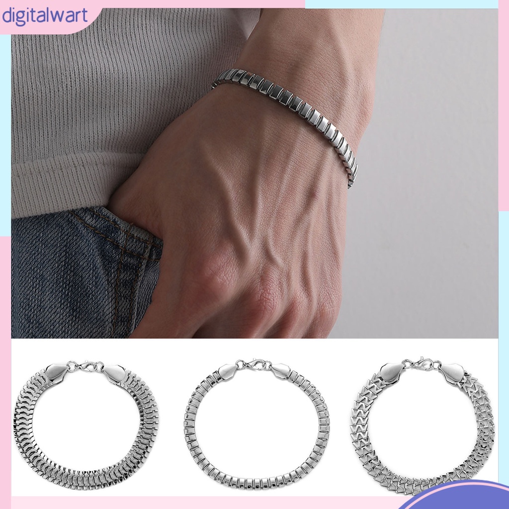 [DIWA] Vòng Tay Dạng Kẹp Tôm Hùm Không Gỉ Bề Mặt Mịn Hình Rắn Chống Rỉ Sét Màu Trơn Trang Sức Hàng Ngày Cho Nam