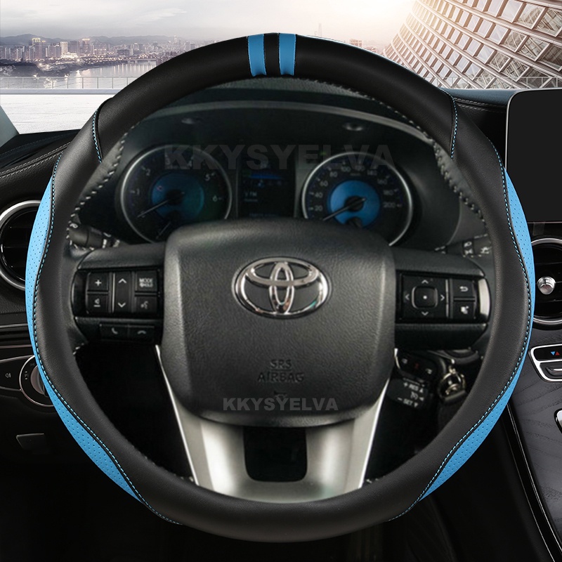 Bọc Vô Lăng Bằng Da Sợi Nhỏ Cho Xe Hơi Toyota Fortuner 2016-2019 2021 2022 Hilux 2015-2019 2020 2022