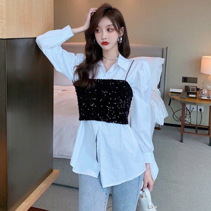 Set áo sơ mi+ áo yếm kim sa - Hàng Quảng Châu