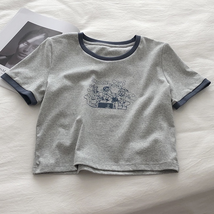 Áo thun SUXI tay ngắn cổ tròn in họa tiết thời trang cho nữ