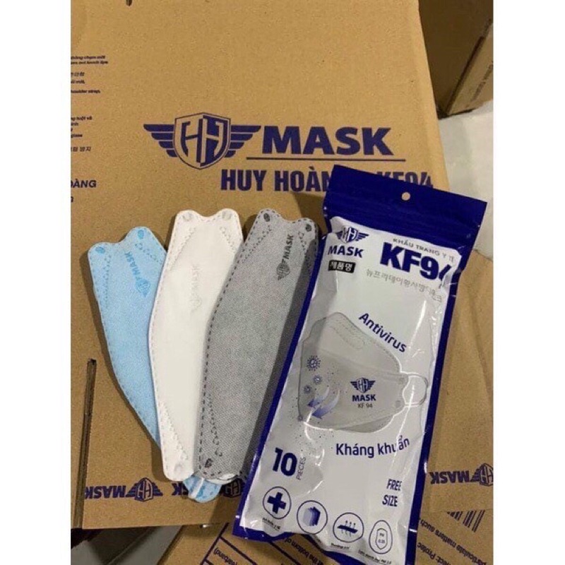Thùng 300 Khẩu Trang Kf94 Huy Hoàng Mask 4 Lớp Kháng Khuẩn Chống Bụi