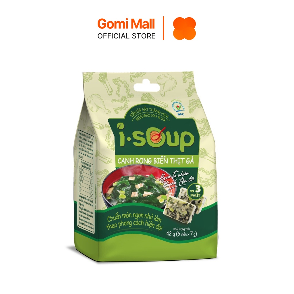 Canh rong biển thịt gà ăn liền I-SOUP 42g túi 06 viên GOMI Flagship Store