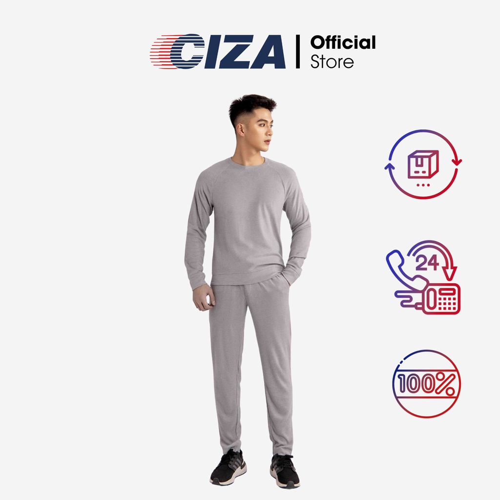 Bộ quần áo nỉ bông nam dài tay CIZA thể thao giữ nhiệt chất dày ấm áp trẻ trung năng động  ATDS02&QDTS14