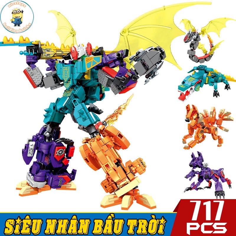 Đồ Chơi Lắp Ráp Kiểu Lego Mô Hình Robot Chiến Binh Thần Thú Huyền Thoại Cuồng Nộ Mecha Mech Rampage 5in1 Với 650+PCS