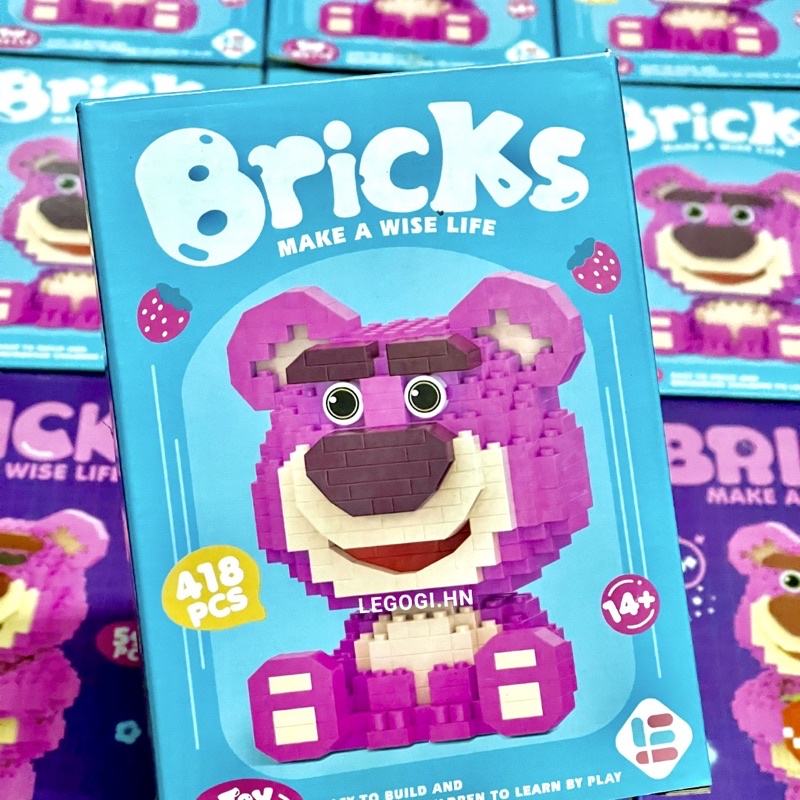 Đồ chơi xếp hình Legogi GẤU LOTSO NHỎ mô hình trang trí bàn học bàn làm việc quà tặng sinh nhật quà tặng bạn gái