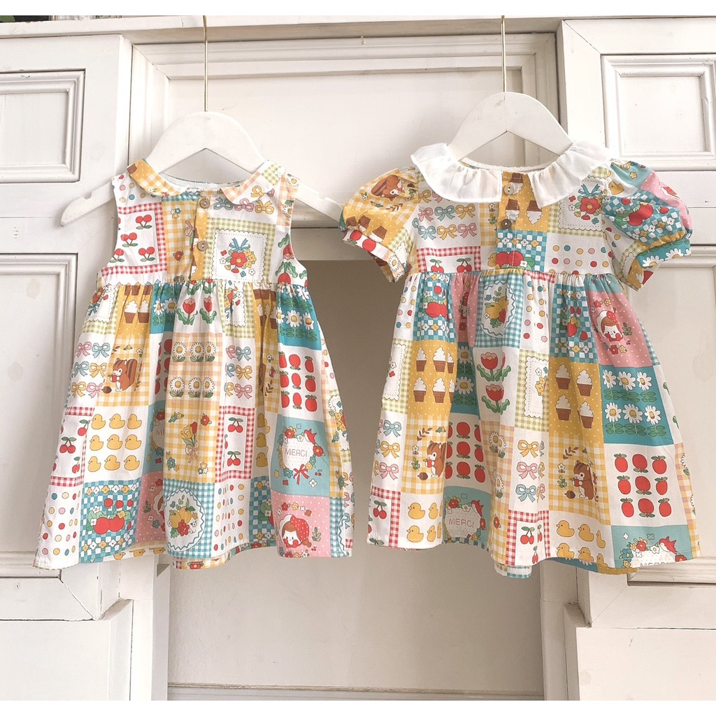 Đầm họa tiết thổ cẩm cực xinh cho bé gái Homikids HM037