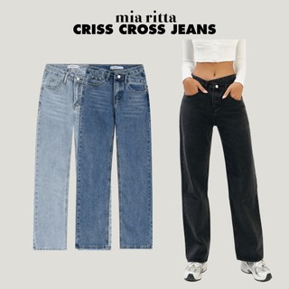 Quần jeans cạp chéo Mia Ritta J475 quần jeans ống đứng mài cạp chéo lưng cao