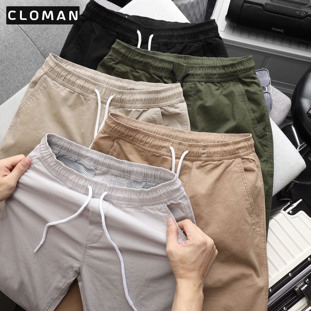 Quần jogger kaki thun nam co giãn 45-75kg bo gấu cạp chun CLOMAN cao cấp vải co giãn tốt dày dặn chất lượng QD003