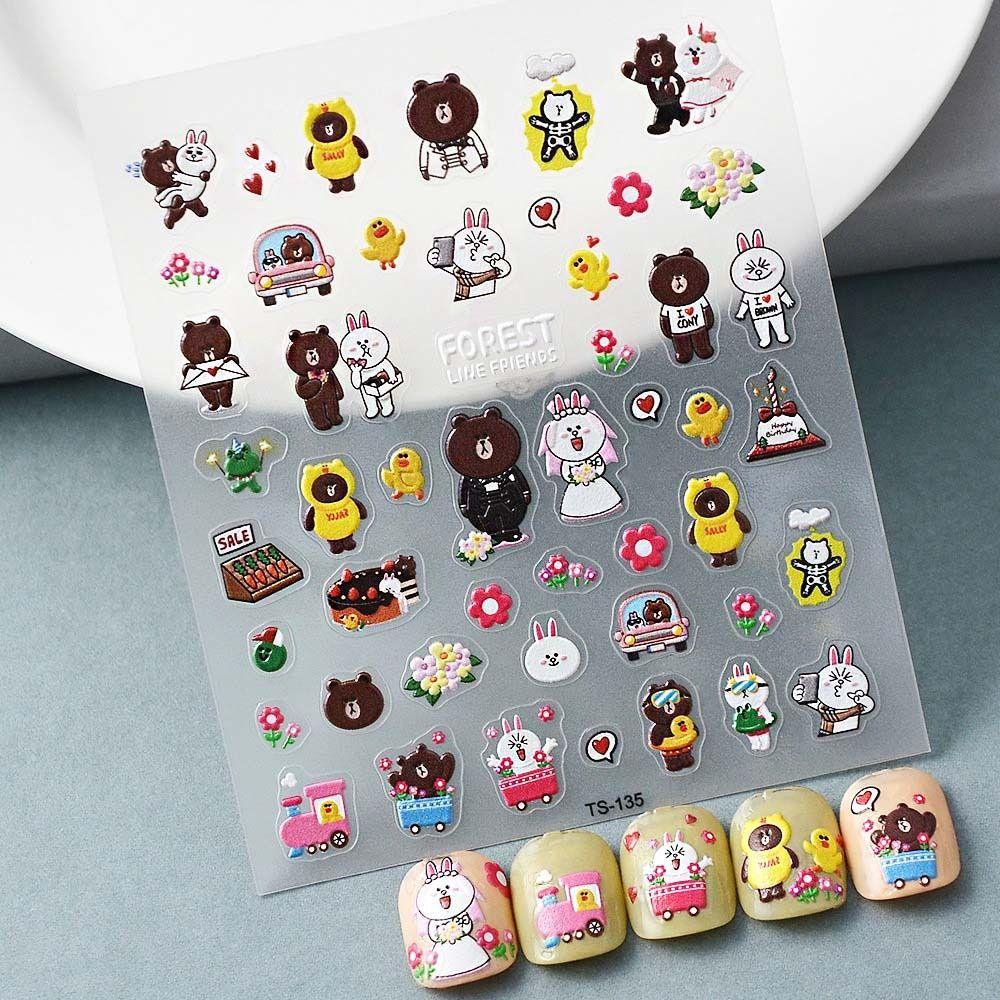 Miếng Dán Trang Trí Móng Tay Hình Mèo / Vịt / Mèo Dễ Thương