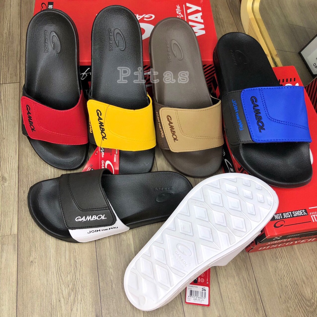 Dép GAMBOL Thái Lan 43106 Quai Ngang Nam Nữ - Đen vàng