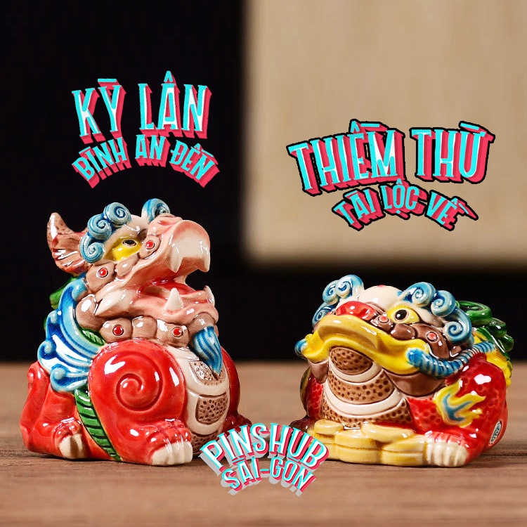 TƯỢNG GỐM KỲ LÂN THIỀM THỪ TRANG TRÍ PHONG THỦY THỊNH VƯỢNG MAY MẮN BÌNH AN LỘC TÀI PINHUBS