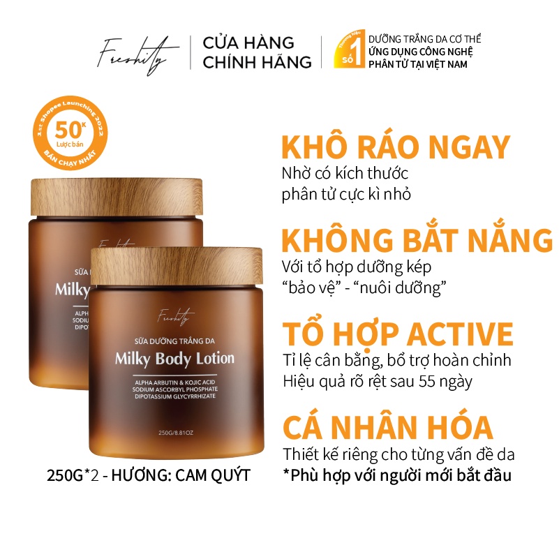 Combo 2 Sữa dưỡng trắng da Milky Body Lotion Freshity 250g