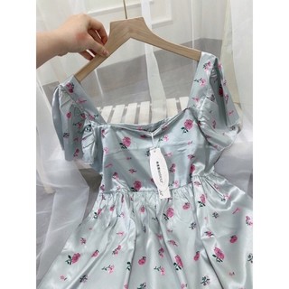 váy bbd hoa lụa gấm