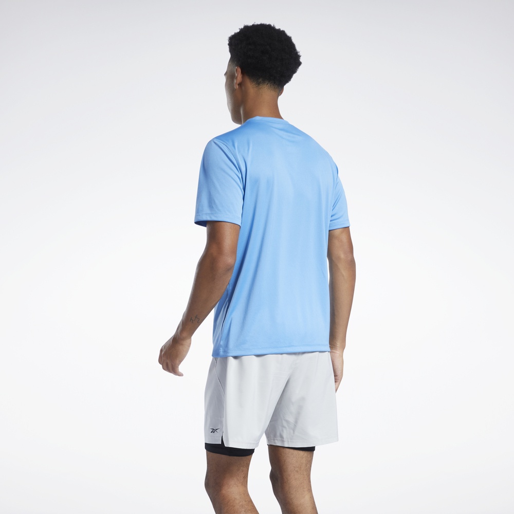 Reebok RUNNING Áo thun Tập luyện Nam Essentials Basic Ss Tee Màu xanh trắng HA9087