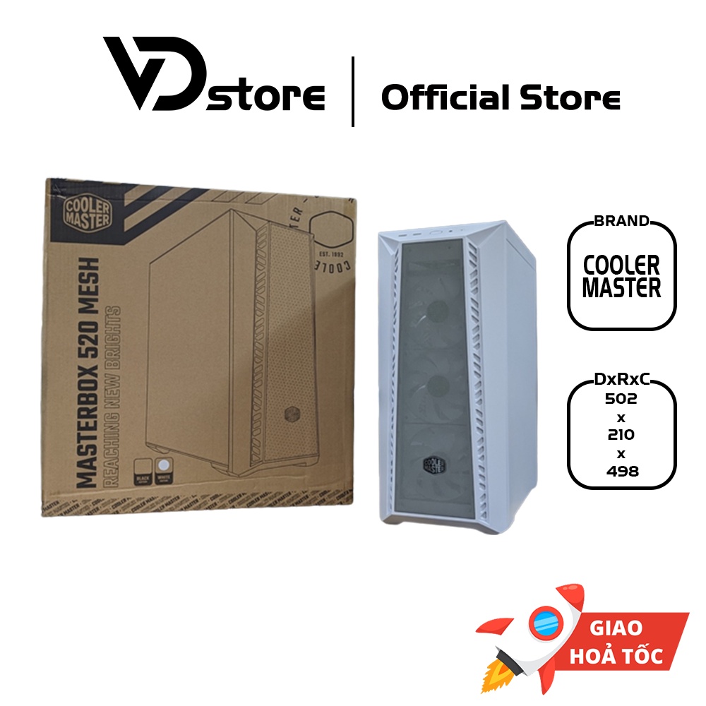 (Tặng kèm 3 fan ARGB) Vỏ Case máy tính Cooler Master MasterBox 520 Mesh Mid Tower/màu Trắng - New box, BH 12 tháng