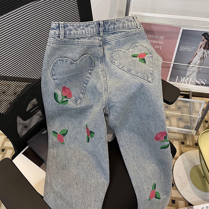 Quần Jean Ống Rộng Lưng Cao Màu Sáng Thời Trang Mùa Xuân Mới 2022