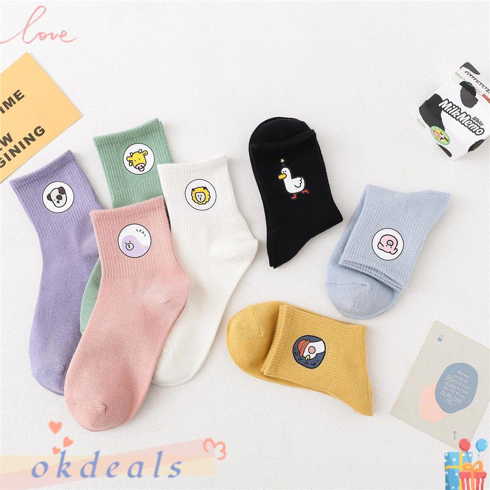 Okdeals Vớ Trung Bình Họa Tiết Hoạt Hình Dễ Thương Phong Cách Hàn Quốc