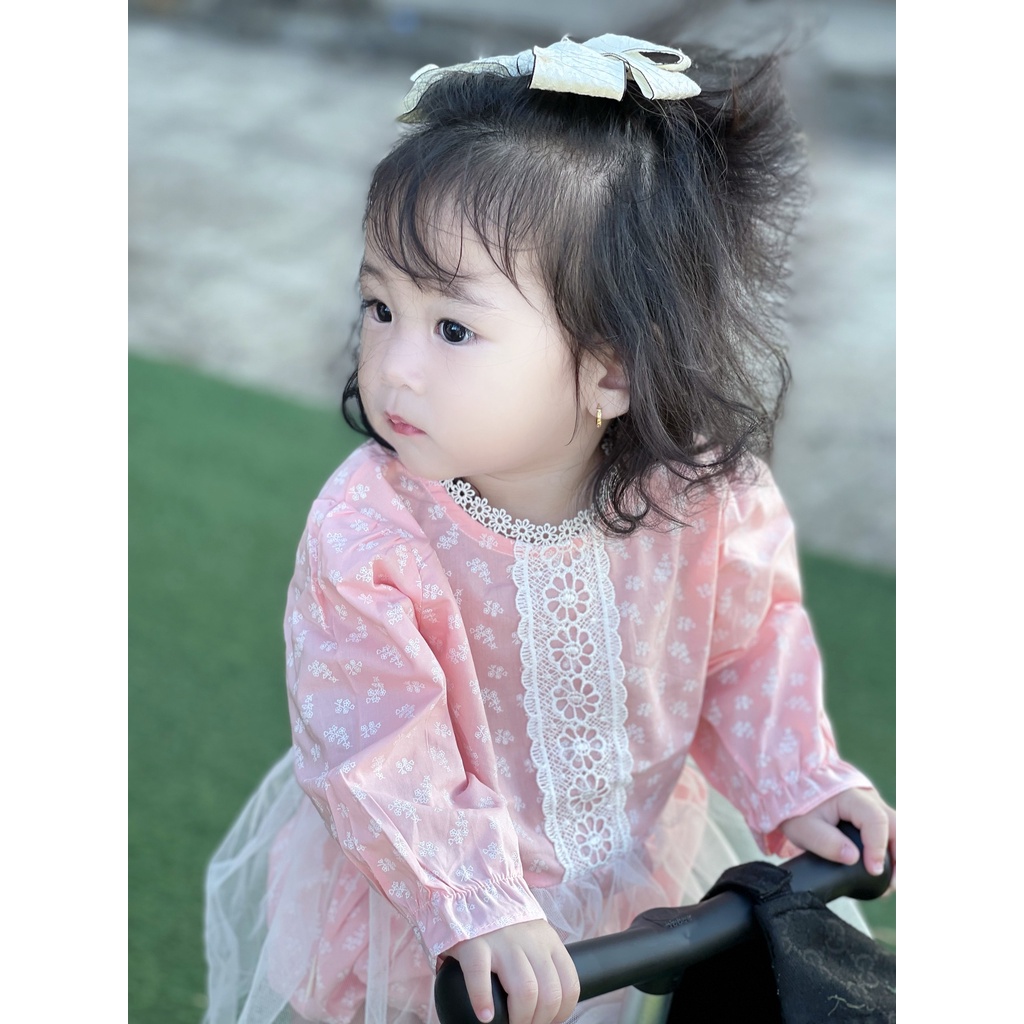 Body bé gái SELINE SODA KIDS chất liệu hoa nhí thô mềm, thiết kế voan tiểu thư, phong cách Hàn Quốc