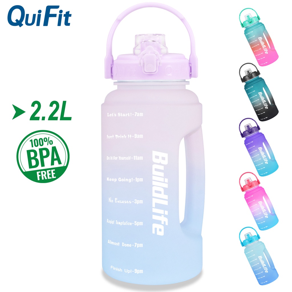 Bình Đựng Nước Miệng Rộng Có Nắp Đậy Không Ống Hút Cho Người Tập Gym (2.2L)