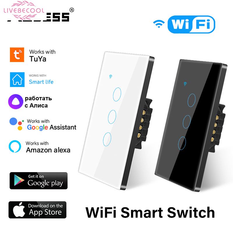 Tuya Công Tắc Thông Minh Wifi, Bảng Điều Khiển Cảm Ứng 4X4 Ac 110-220V Brazil Điều Khiển Ứng Dụng Đèn 4/6 Gang Hoạt Động Với Alexa , Google Home Livebecool