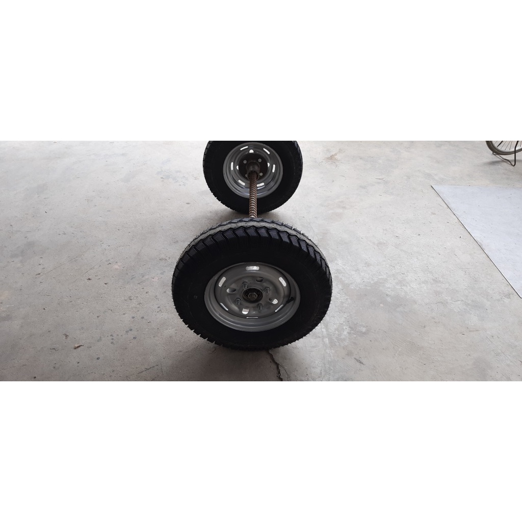 Trục và bánh xe lôi  dài 1m;1,1m; 1,2m; 1,3m, lắp bánh 400-12, 450-12, 500-12