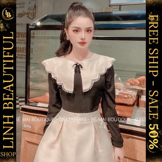 💕𝙁𝙍𝙀𝙀𝙎𝙃𝙄𝙋💕Sét Tafta áo cổ sen tay dài kèm chân váy thiết kế nhẹ nhàng , lịch sự phù hợp đi tiệc - Linh Beautiful