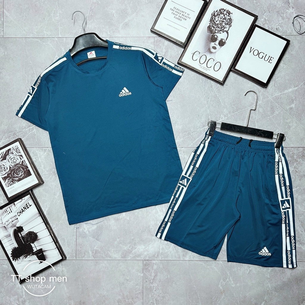 Bộ thể thao nam- Bộ hè nam cộc tay ADIDAS vải thun lạnh AF045