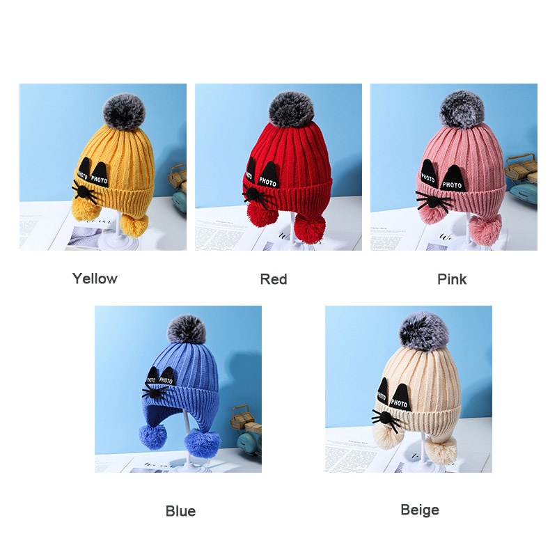 Bololo Mũ Len Dệt Kim Giữ Ấm Tai Thời Trang Thu Đông Cho Bé 0-10 Tuổi