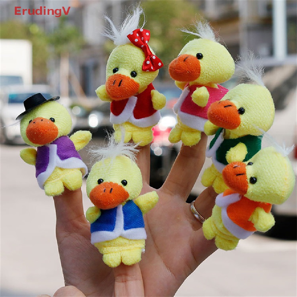 Set 6 Con Rối Đeo Ngón Tay Hình Vịt Hoạt Hình Bằng Vải Dành Cho Trẻ Em
