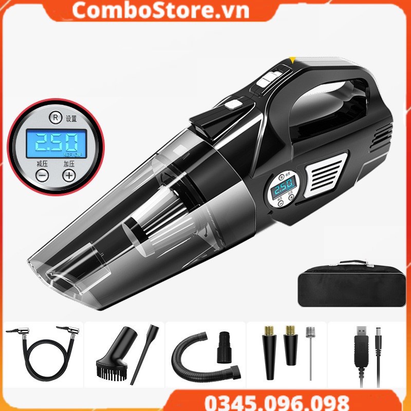 Máy hút bụi cầm tay xe hơi ô tô kiêm bơm lốp đa năng 4 trong 1