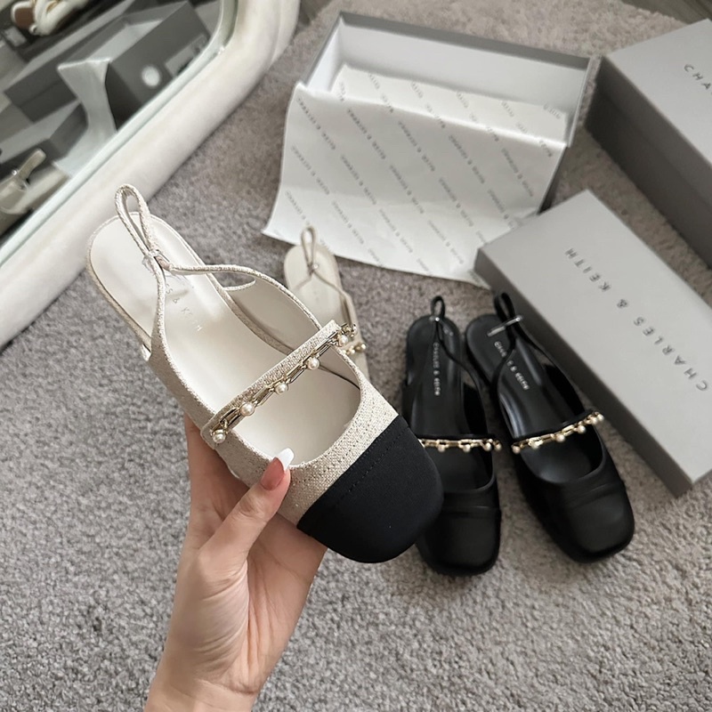 Giày CNK mũi vuông hở gót hàng XK Fullbox