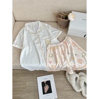Đồ ngủ pyjama lụa mango cao cấp in hình dễ thương