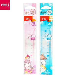 Thước kẻ hình vẽ cute dễ thương 15cm Deli 655 xanh/ hồng