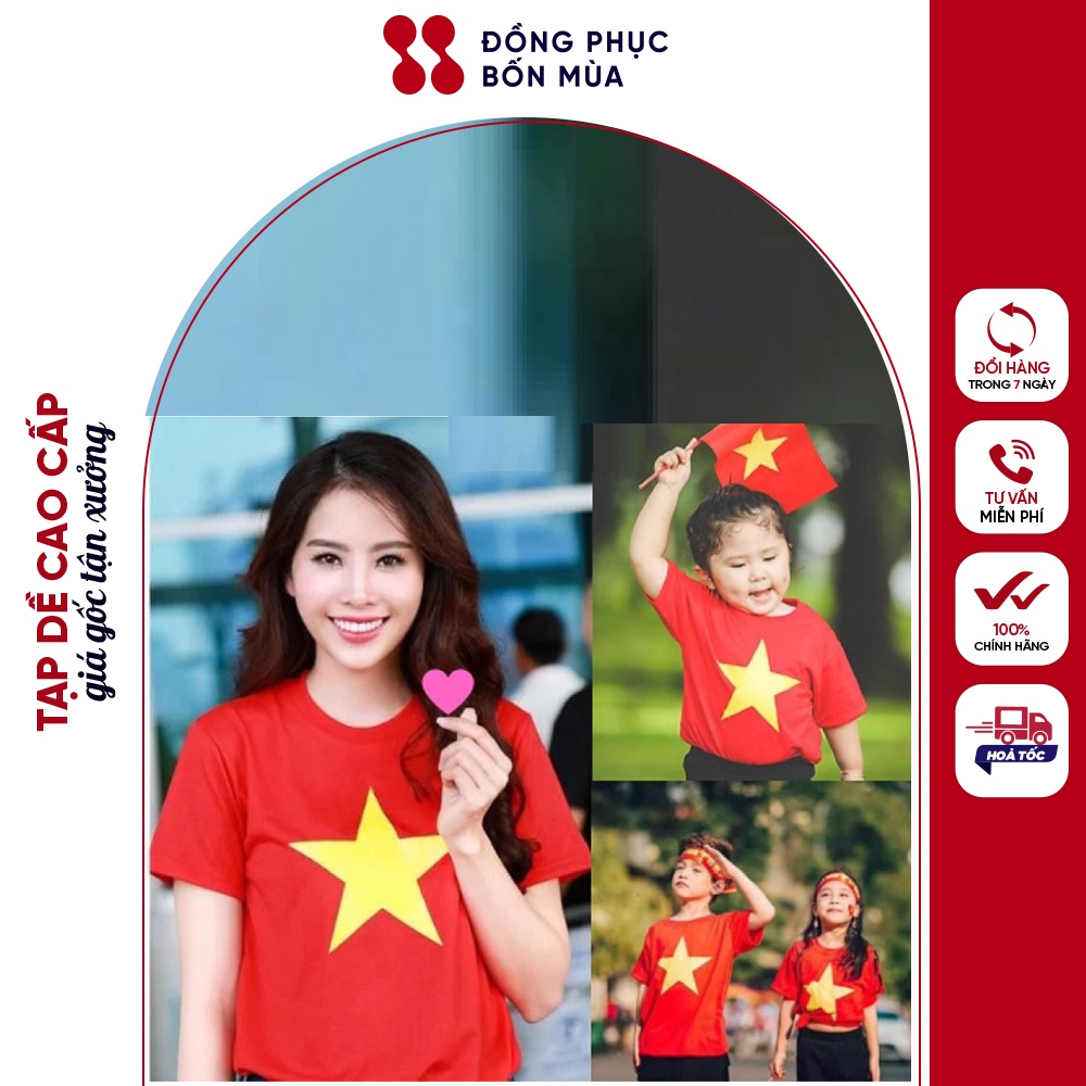 Áo cờ đỏ sao vàng (Việt Nam) Người lớn - Vải đẹp, in đẹp SẴN HÀNG