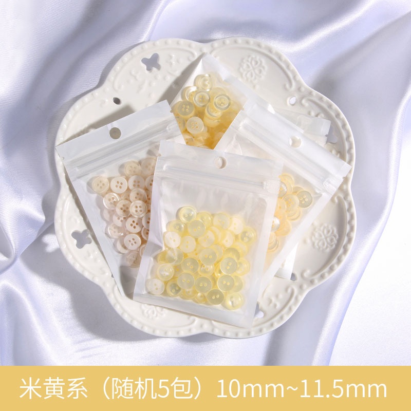 Túi 5 Túi / Gói 50 Nút Áo Tròn Bằng Nhựa Dùng Trang Trí Sổ Tay DIY