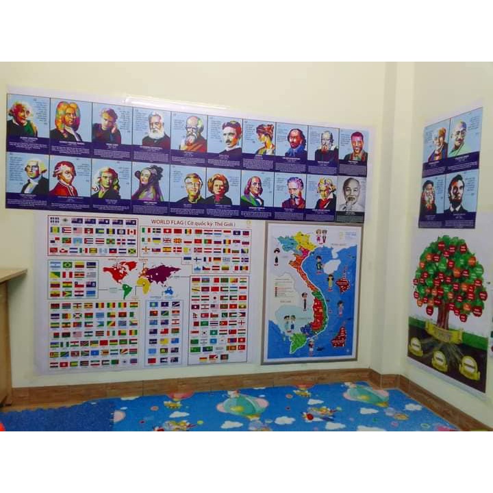 Tranh decal dán tường vĩ nhân 24 TẤM A4 có Bác Hồ