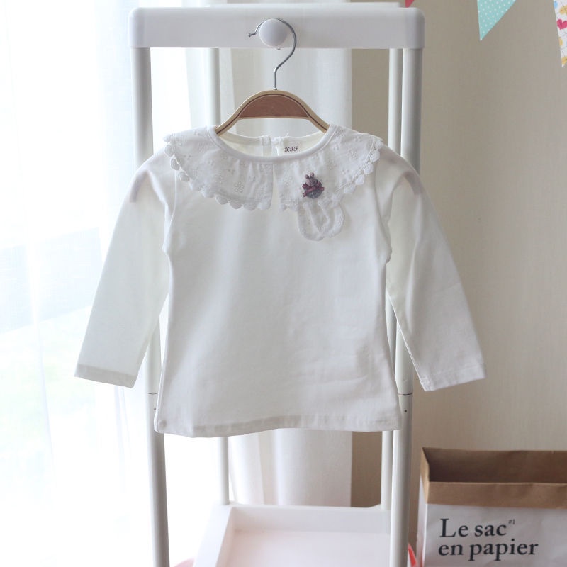 Áo Thun Tay Dài Cổ Búp Bê Thời Trang Mùa Xuân Cho Bé Gái