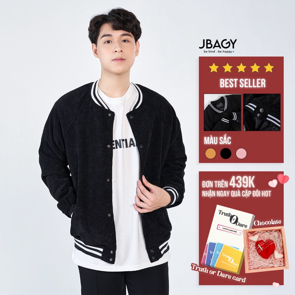 Áo khoác nam bomber nhung tăm BUMBA cao cấp phong cách Hàn quốc thương hiệu JBAGY - JK02 - Hàng mới về